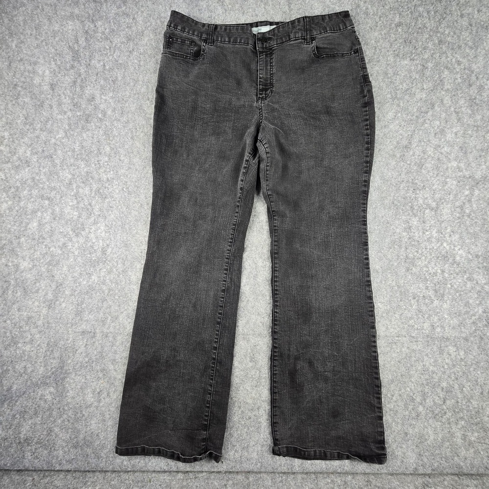 Chico's Platinum Ultimate Fit Barely Flare Leg Jeans Womens 3 XL Gray Denim